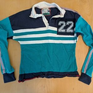 Riley Football Striped Long Sleeve Polo Shirt